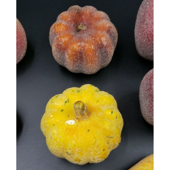 Vintage Faux Fruit Lot Beaded Sugared Harvest Decorative Gourd Apple Pear Orange - Picture 6 of 12